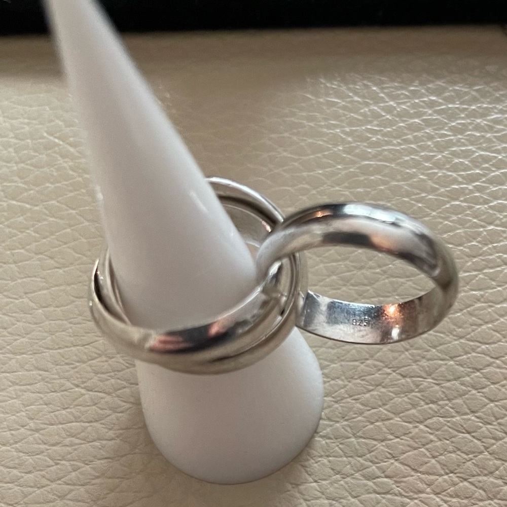 Sterling Silver 925, Rolling Ring, Interlocking R… - image 4